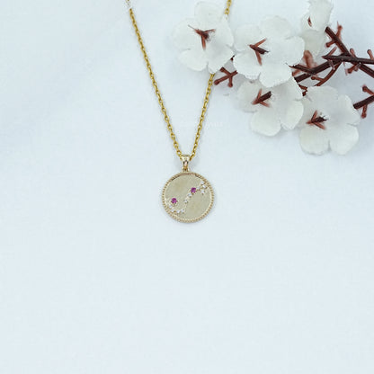 Scorpio Zodiac Sign Purplish Pink Gemstone Pendant Necklaces