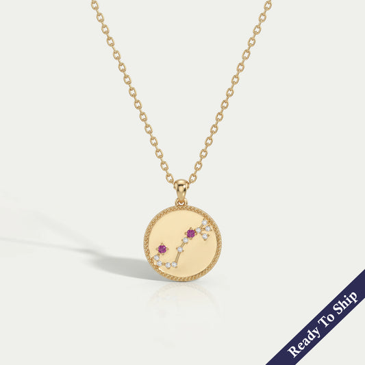 Scorpio Zodiac Sign Purplish Pink Gemstone Pendant Necklaces