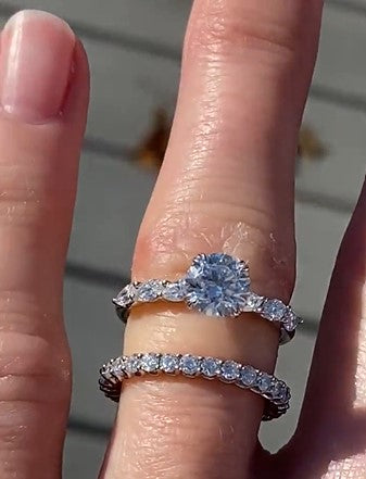 blue diamond bridal ring set