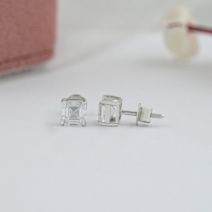 Asscher Cut Lab Grown Diamond Stud Earrings