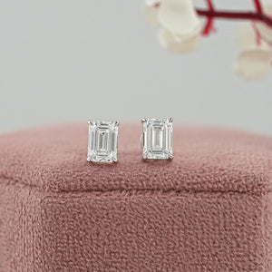 Emerald Cut Lab Grown Diamond Stud Earrings