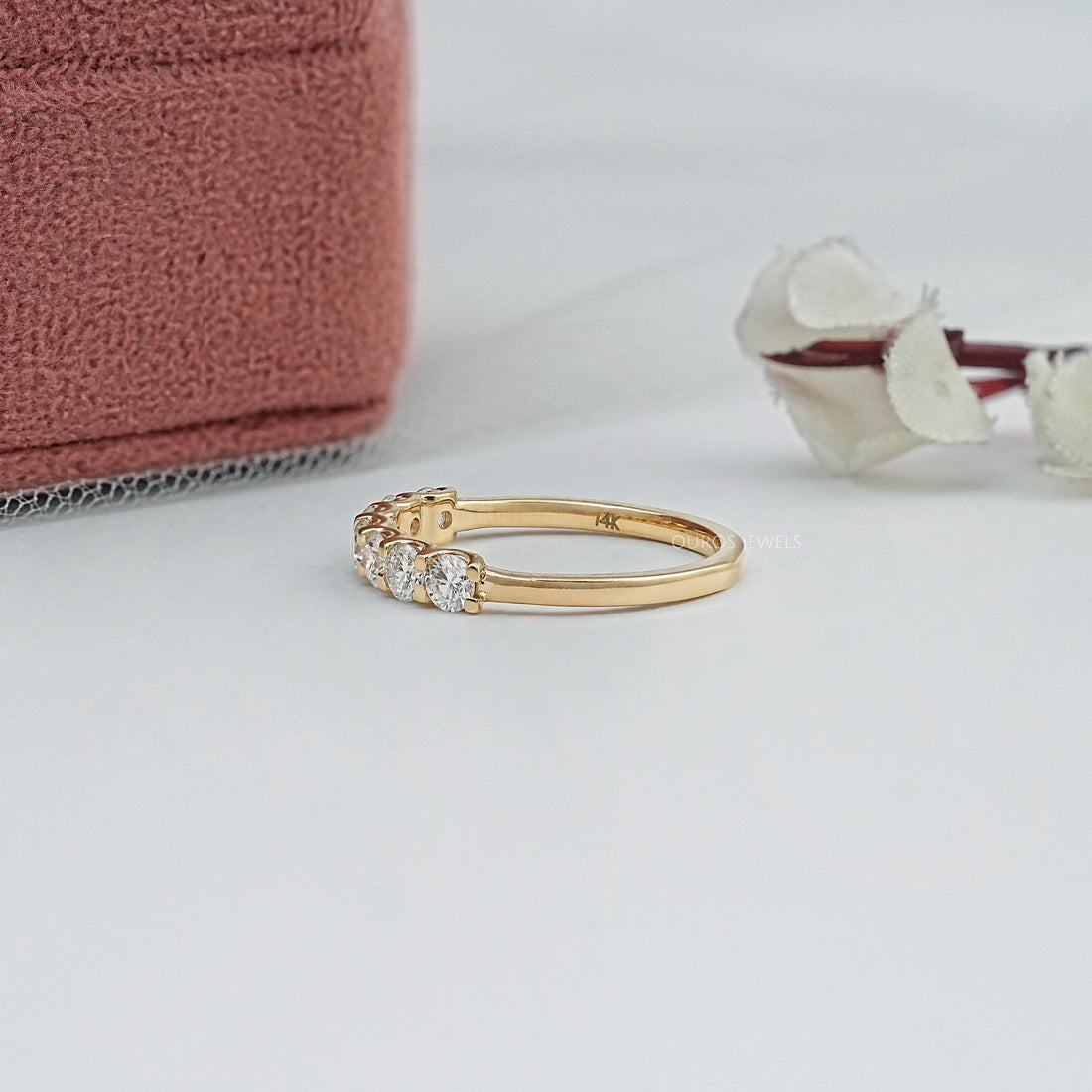 Seven Stone Round Diamond Half Eternity Band Ring