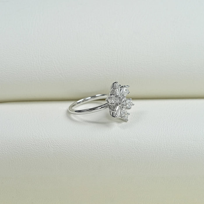 Shield Cut Diamond Floral Style Wedding Ring
