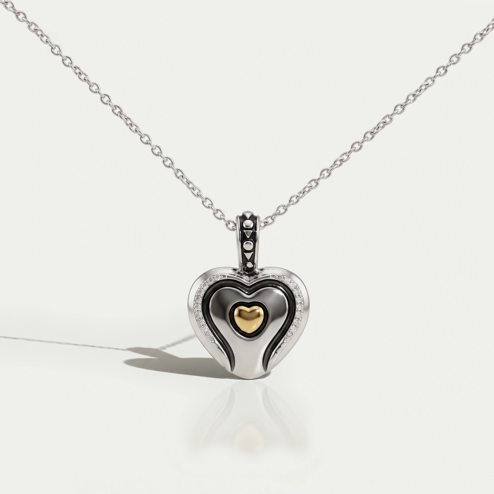 Heart Shaped Round Diamond Signet Pendant Necklaces