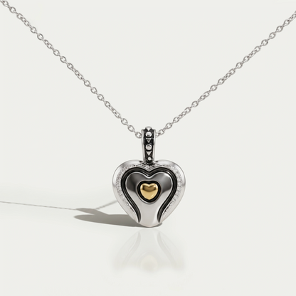 Heart Shaped Round Diamond Signet Pendant Necklaces