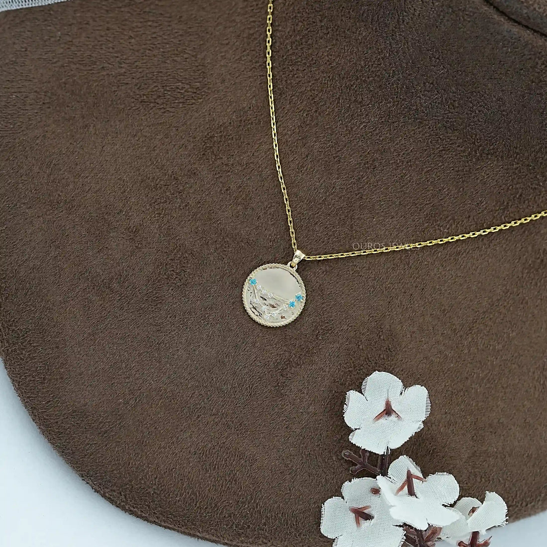 Capricorn Zodiac Sky Blue Gemstone Pendant Necklaces
