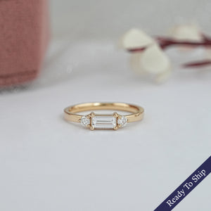 Baguette Cut Lab Diamond Dainty Ring