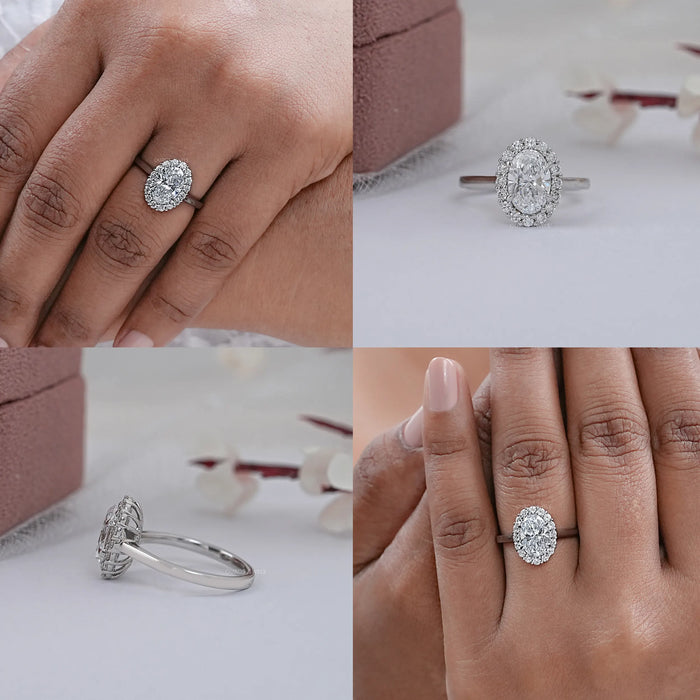 Oval Lab Grown Diamond Halo Promise Ring