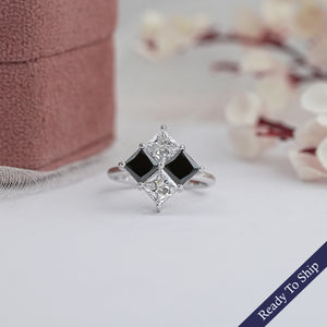 Princess Cut Black Diamond Anniversary Rings