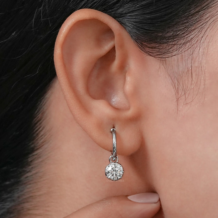 Round Cut Lab Diamond  Hinge Back Earrings