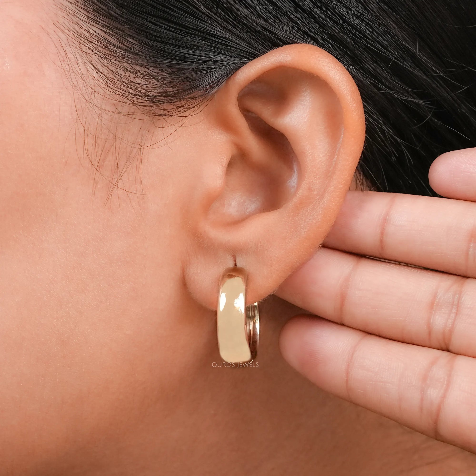 Yellow Gold Huggie Hoop Earrings Earring