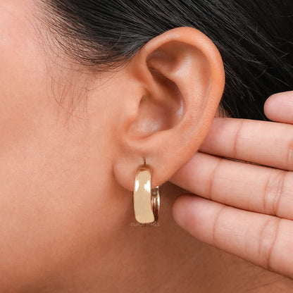 Yellow Gold Huggie Hoop Earrings Earring