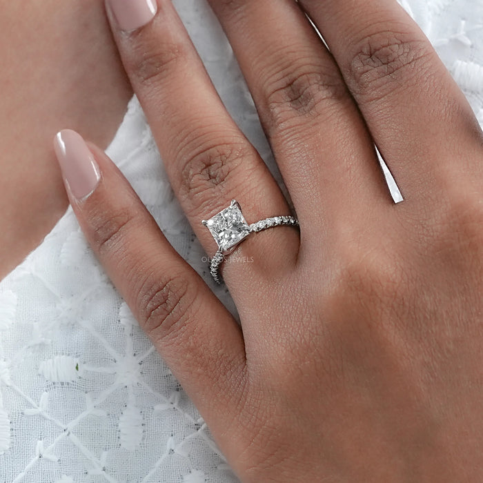 Princess Cut Lab Diamond Solitaire Engagement Ring