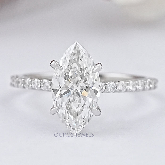Marquise Cut Lab Grown Diamond Solitaire Accent Ring