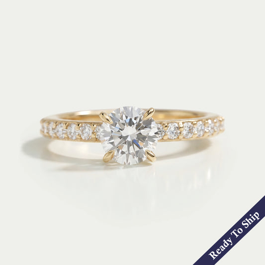 Round Cut Lab Grown Diamond Solitaire Accent Ring Ring