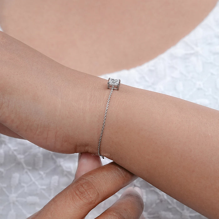 Princess Cut Solitaire Diamond Chain Bracelet