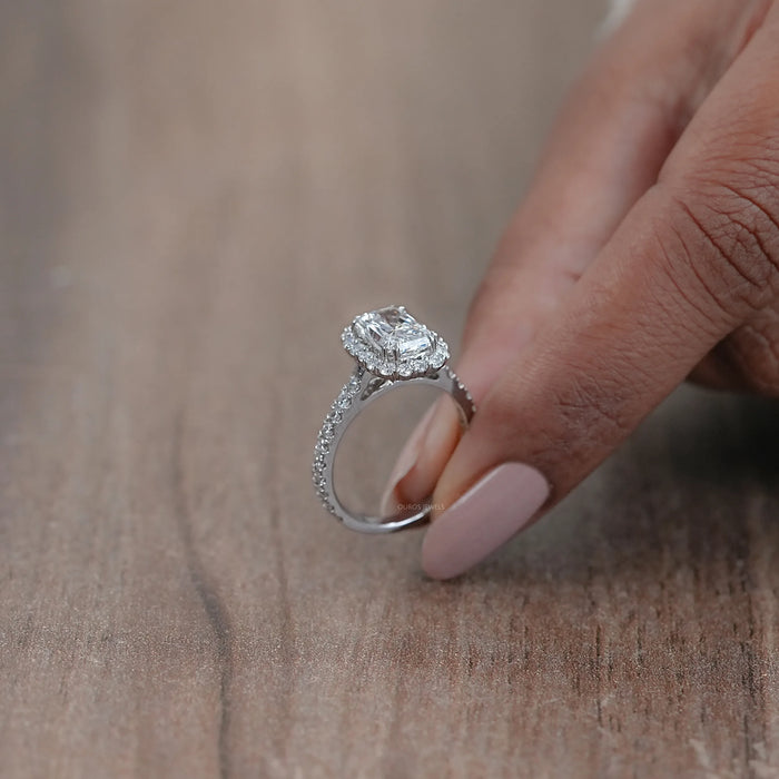 Radiant Cut Halo Lab Diamond Engagement Ring