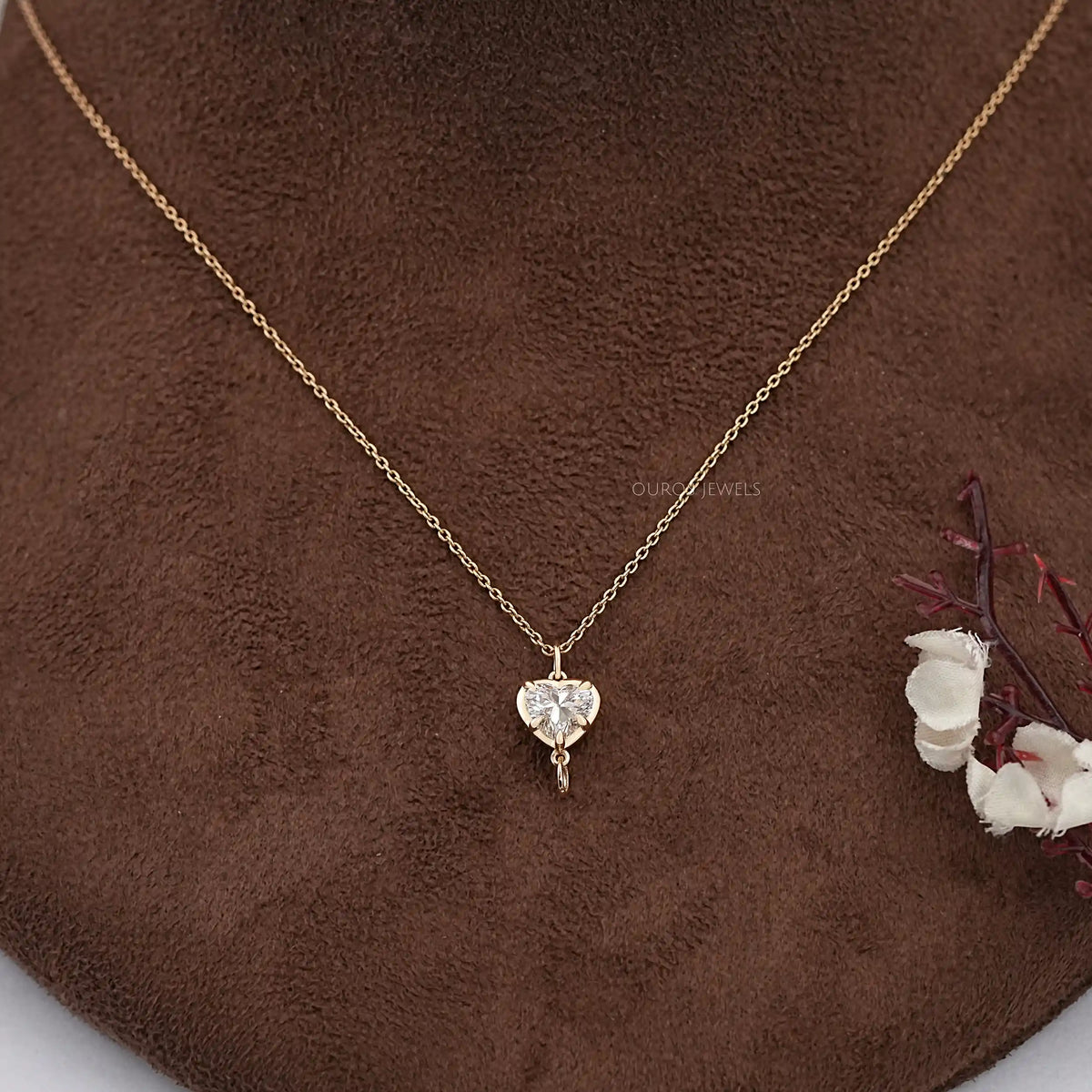 Solitaire Heart Cut Lab Grown Diamond Pendant Necklaces