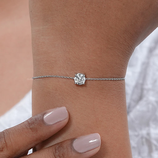 Solitaire Round Diamond Chain Bracelet