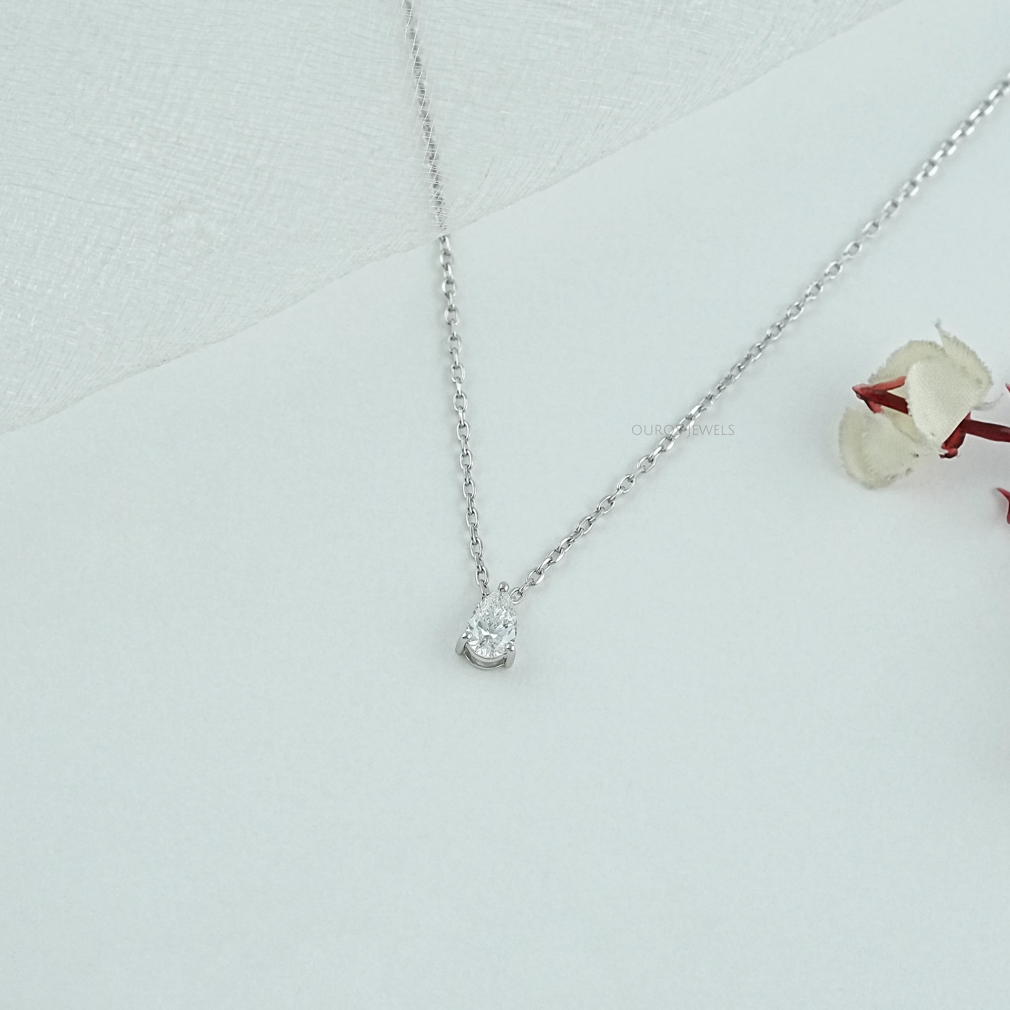 Pear Lab Diamond Solitaire Pendant Necklaces