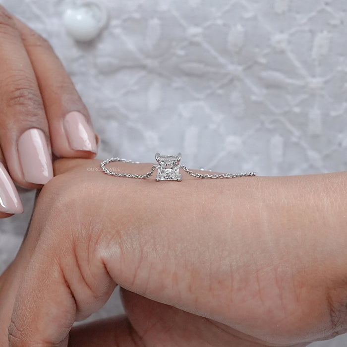 Princess Cut Solitaire Diamond Chain Bracelet