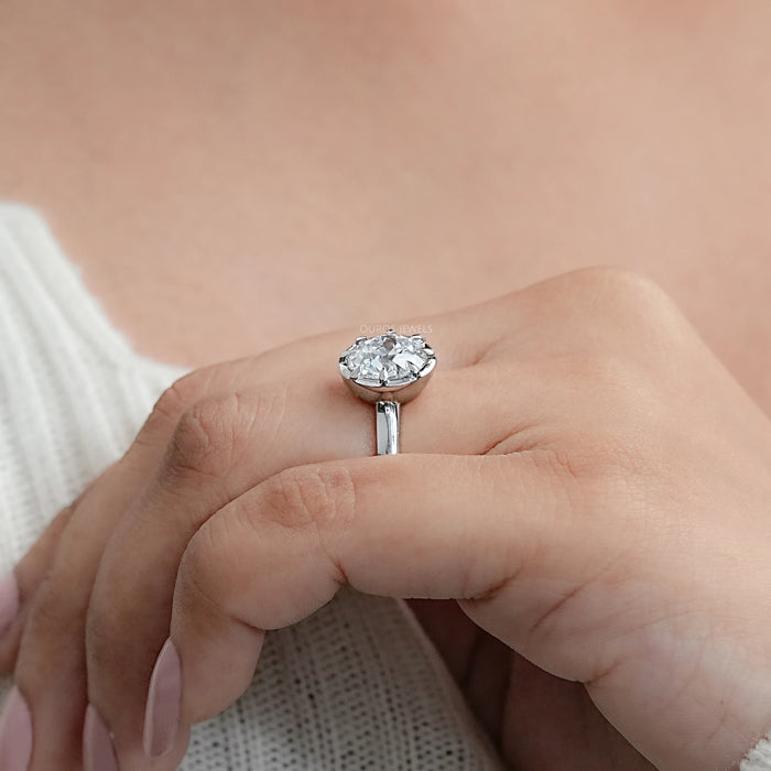 Old European Round Diamond Button Back Solitaire Ring