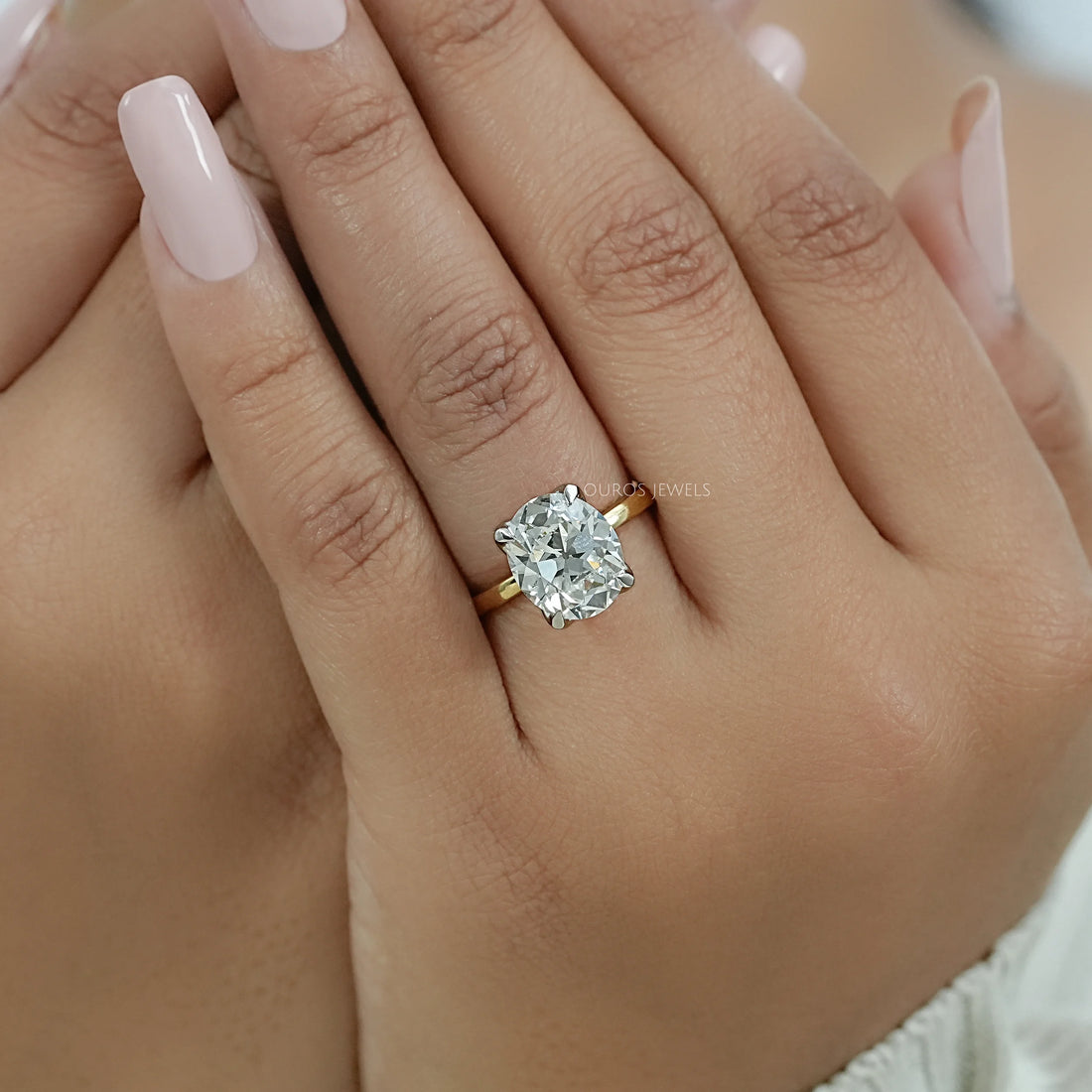 Solitaire Old Mine Cut Oval Diamond Engagement Ring Rings