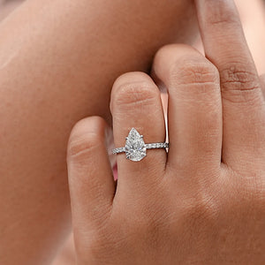 Solitaire Accent Pear Shape Lab Diamond Ring