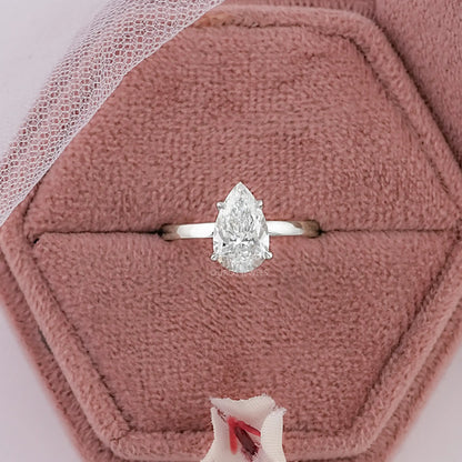 Pear Cut Diamond Solitaire Engagement Ring Rings
