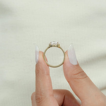 East West Rose Cut Oval Diamond Solitaire Ring