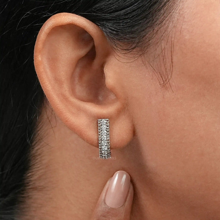 Fancy Brown Round Diamond Bar Earrings