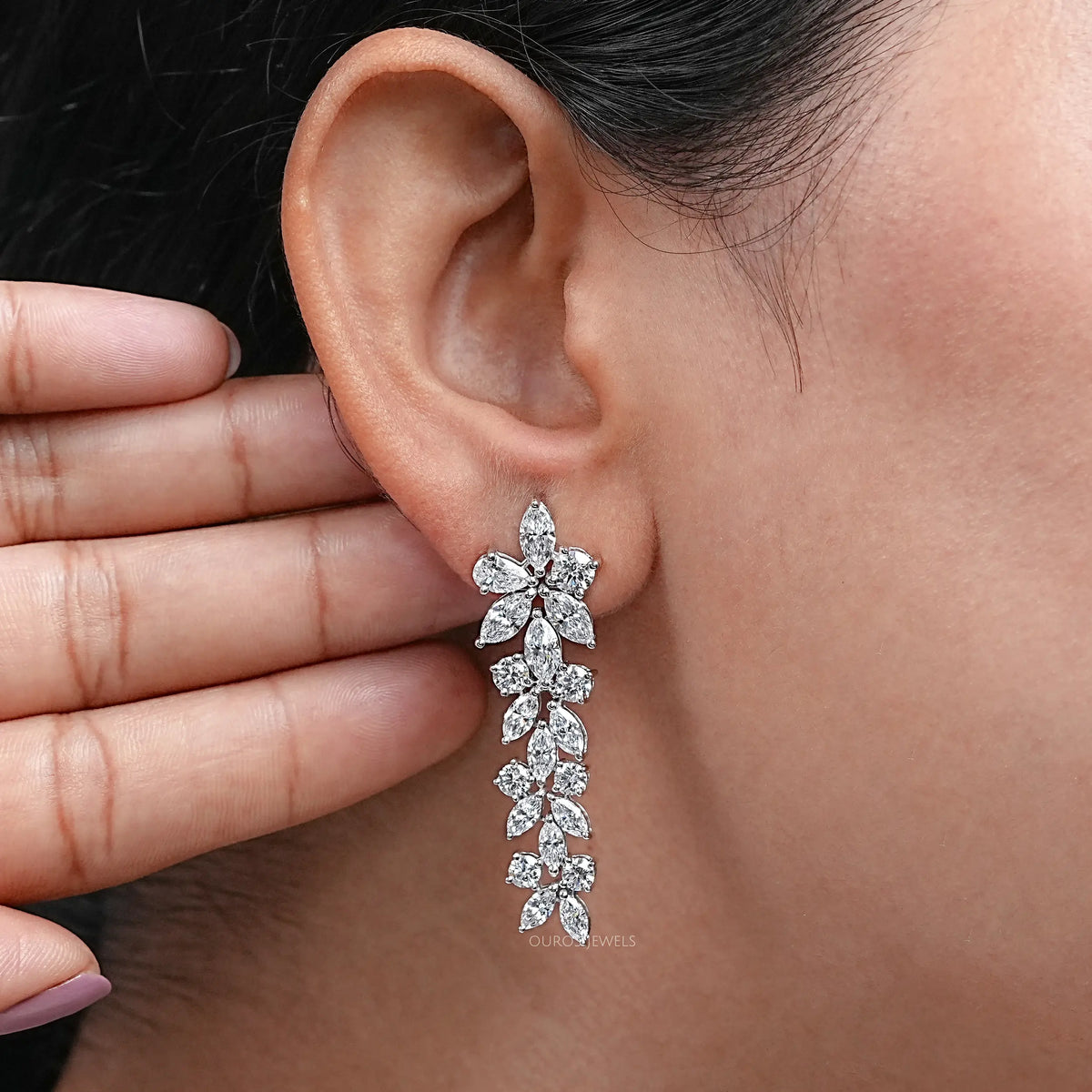 Multi-Shape Lab Grown Diamond Dangle Earrings