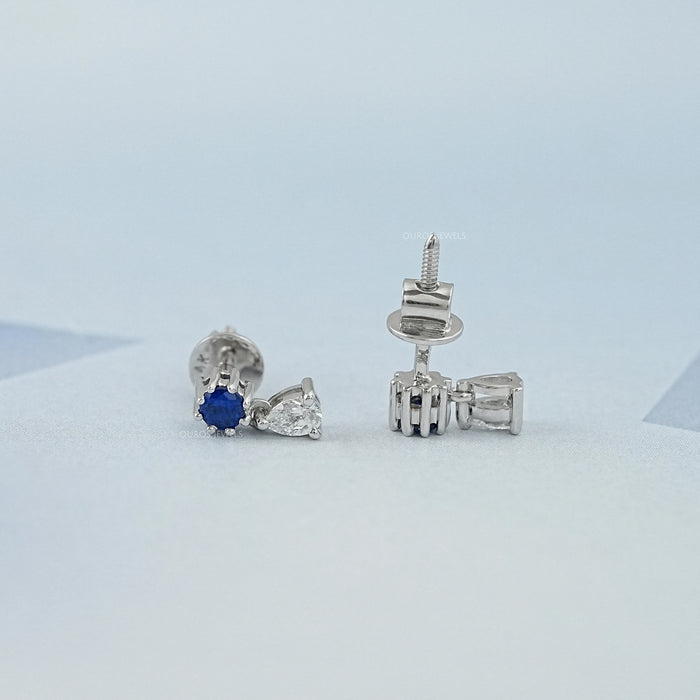 Sapphire Round Cut Gemstone Dangle Earrings