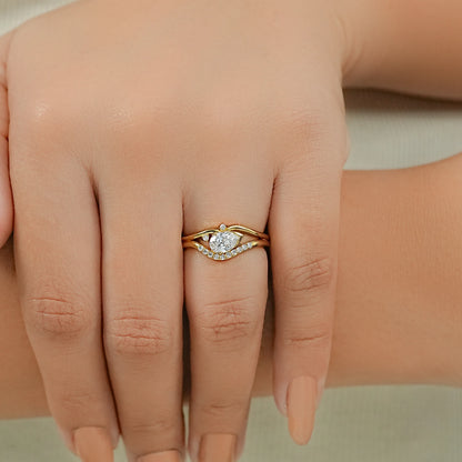 Old Mine Pear Lab Diamond Split Shank Bypass Ring Ring