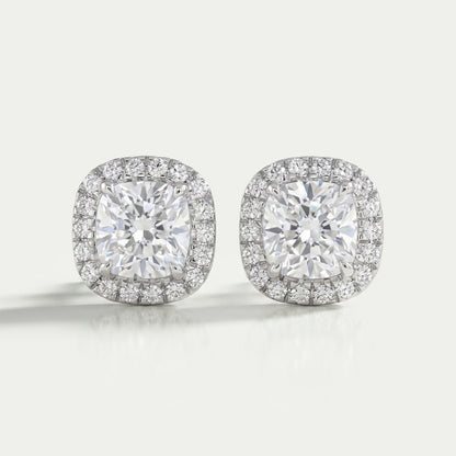 Cushion Diamond Halo Stud Earrings Earring