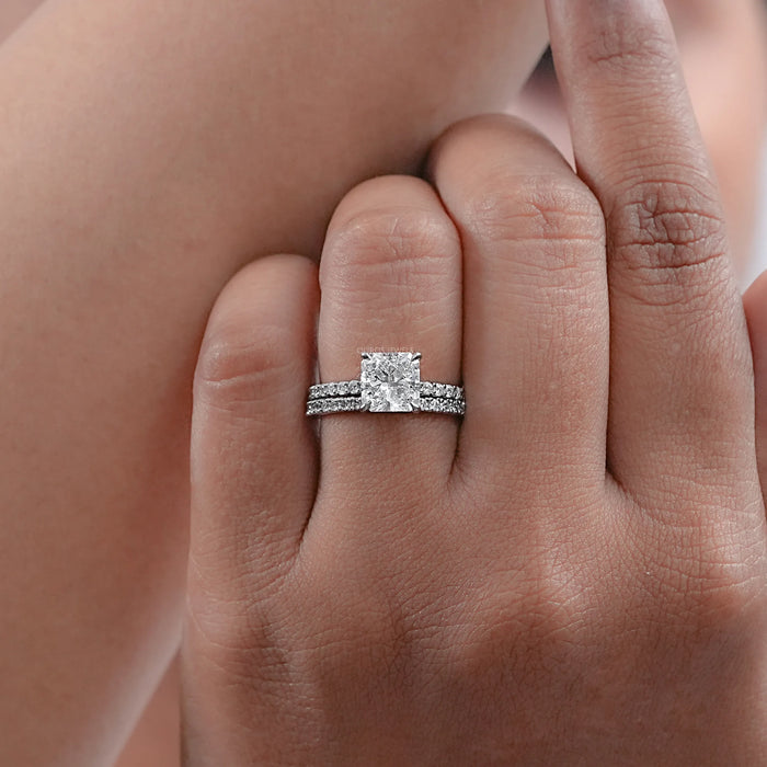 Square Radiant Cut Lab Diamond Bridal Ring Set