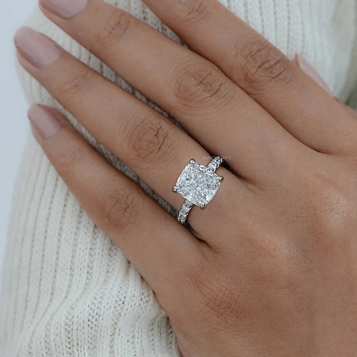 Square Cushion Lab Diamond Eternity Engagement Ring