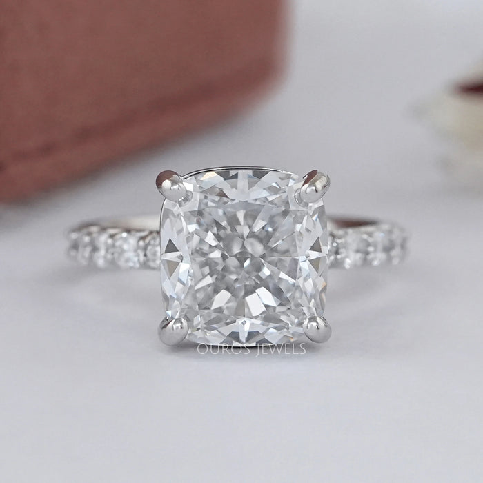 Square Cushion Lab Diamond Eternity Engagement Ring