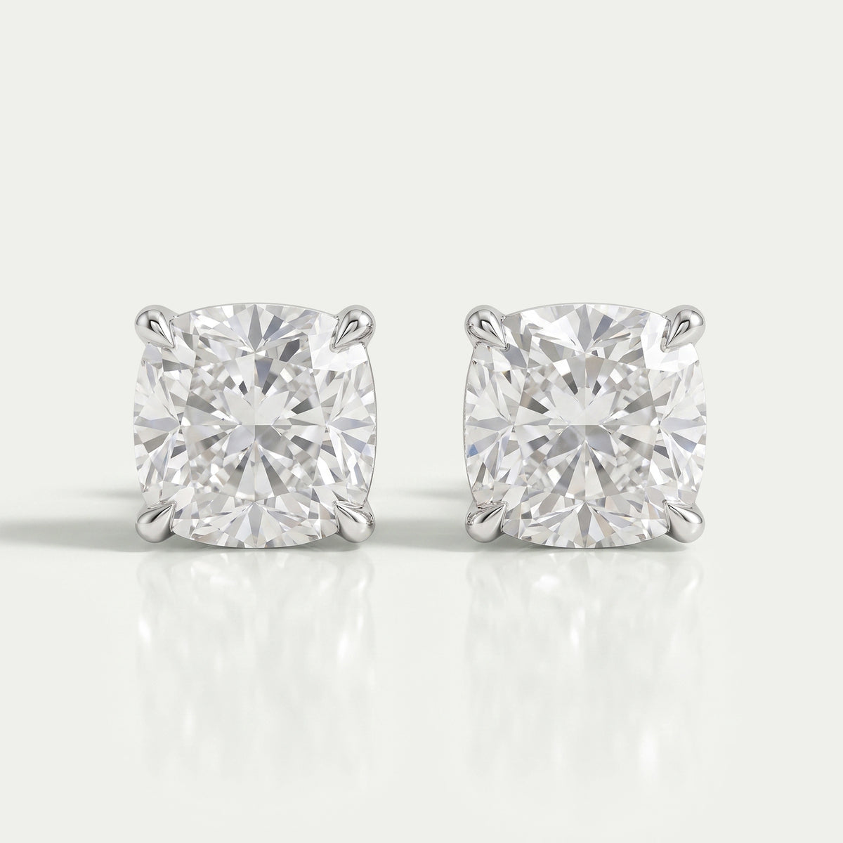 Square Cushion Cut Lab Diamond Solitaire Stud Earrings