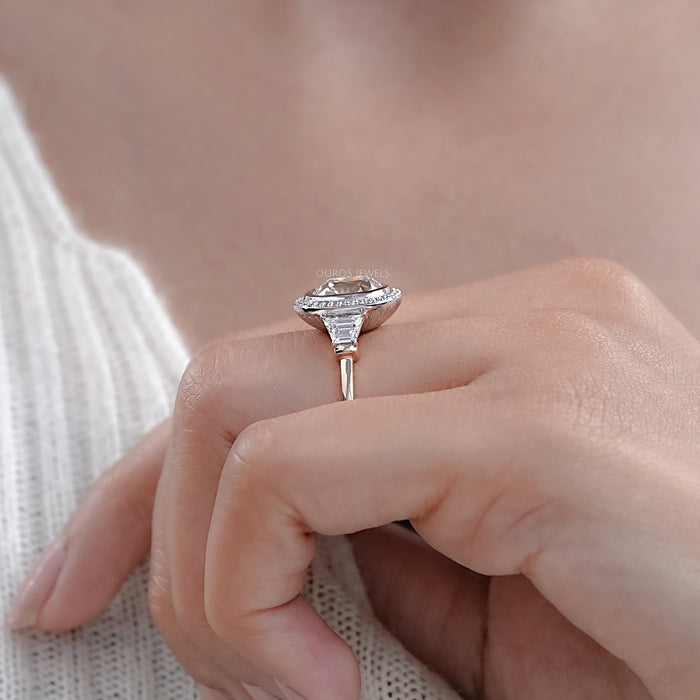 Square Old Mine Cushion Lab Diamond Halo Engagement Ring