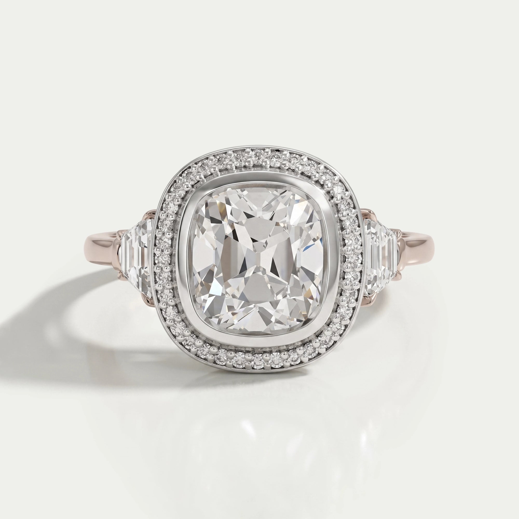 Square Old Mine Cushion Lab Diamond Halo Engagement Ring Rings