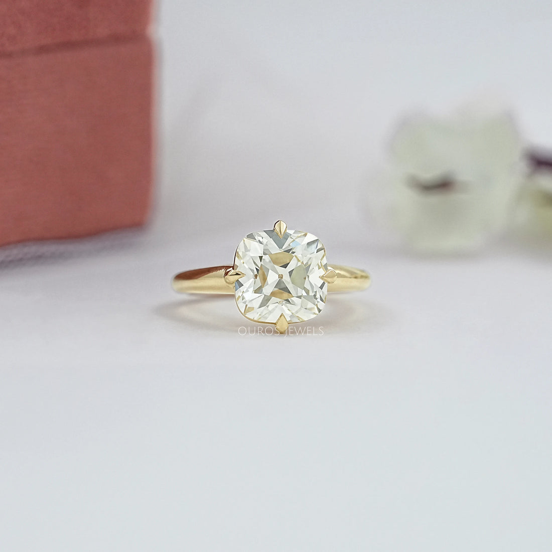 Square Old Mine Cushion Cut Engagement Ring Ring