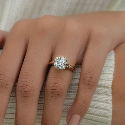 Square Old Mine Cushion Cut Engagement Ring Ring