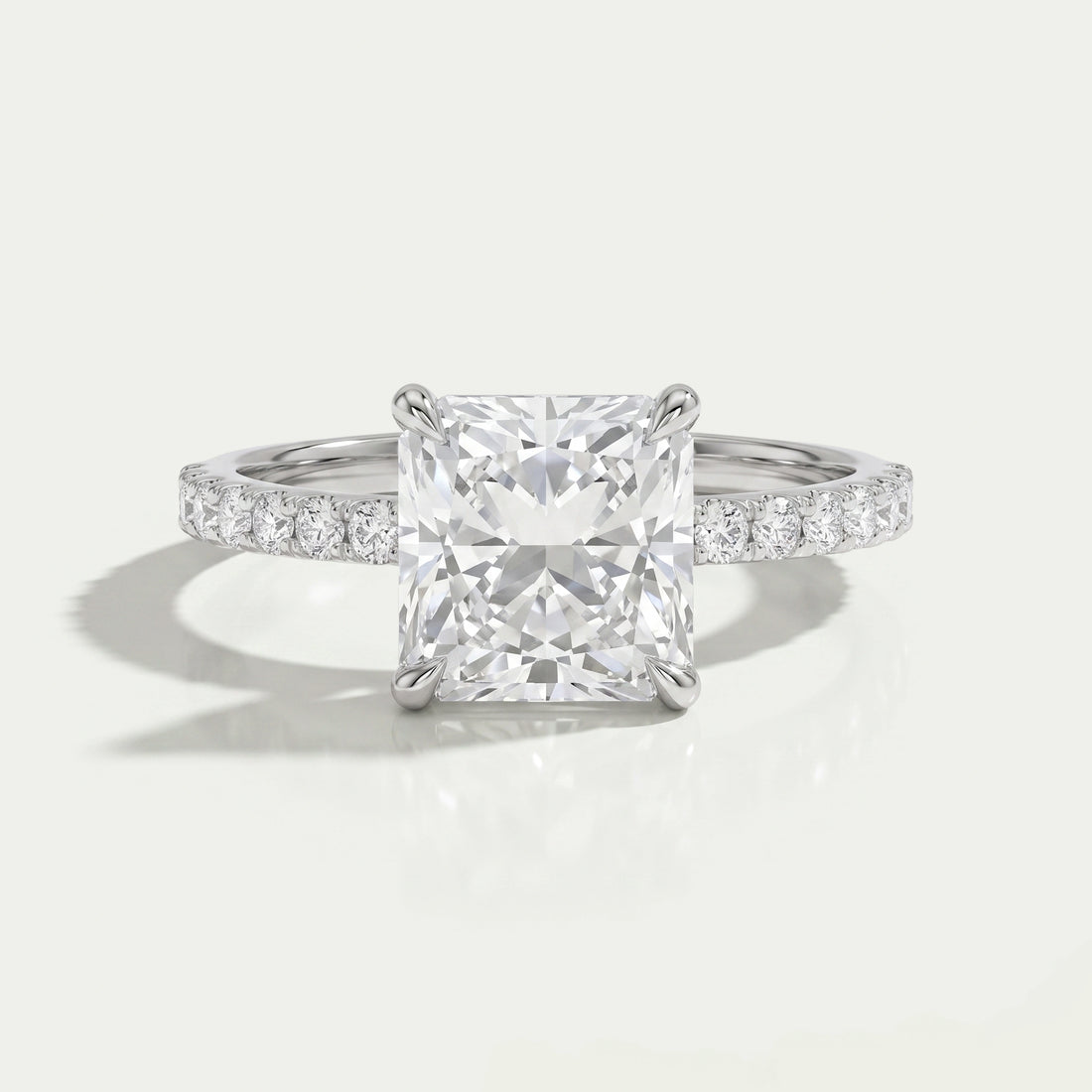 Square Radiant Lab Diamond Solitaire Accent Ring Rings