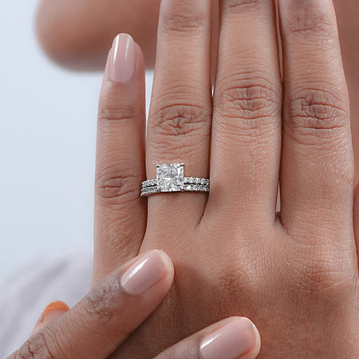 Square Radiant Cut Lab Diamond Bridal Ring Set