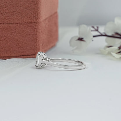 Square Radiant Cut Tulip Set Hidden Halo Ring