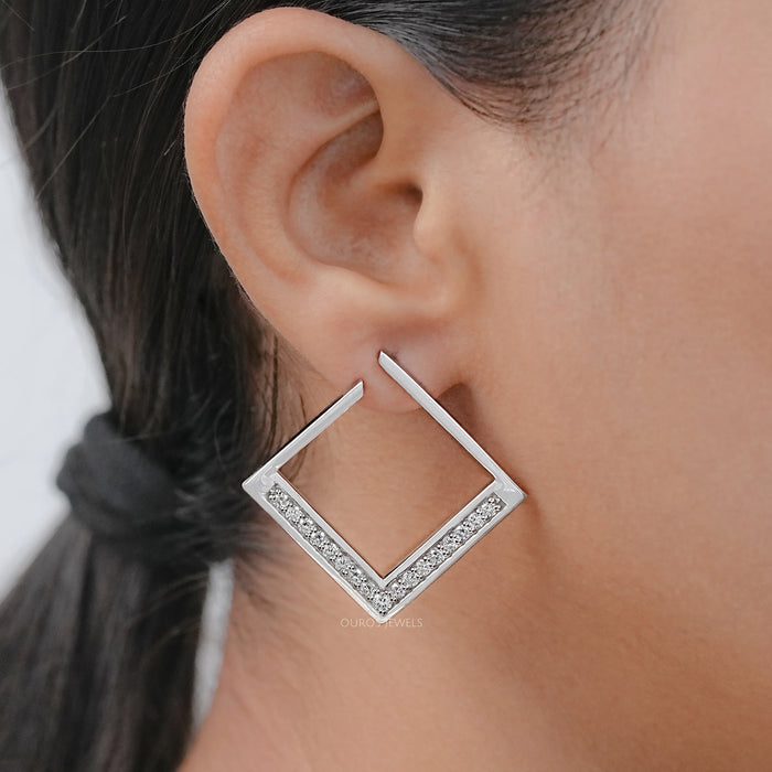 Square Lab Grown Diamond Hoop Earrings