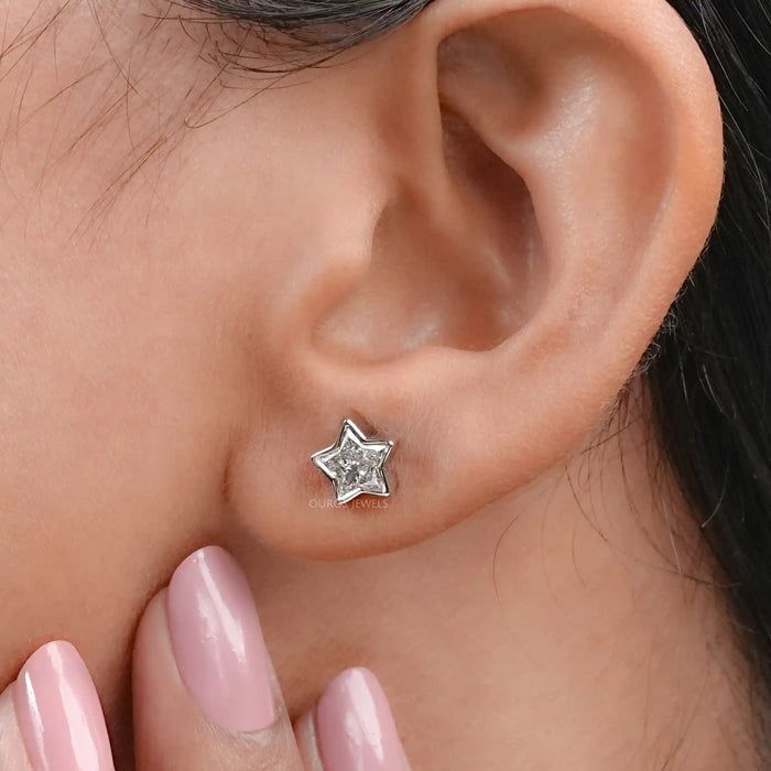 Bezel Set Star Cut Lab Diamond Stud