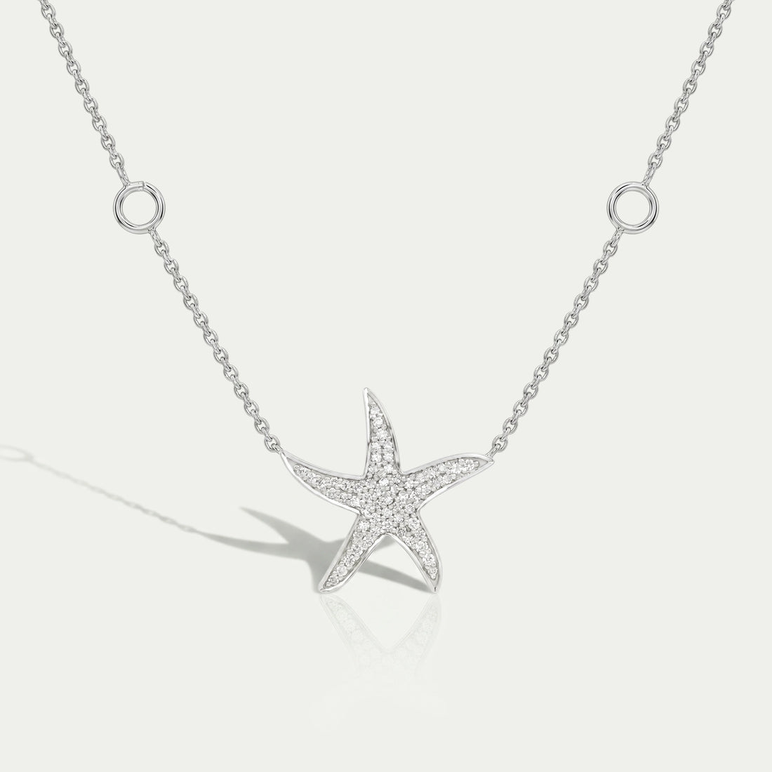 Starfish Round Cut Cluster Diamond Pendant Necklaces