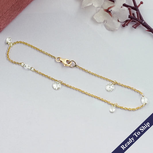 Rose Cut Lab Diamond Station Chain Bracelet Bracelet